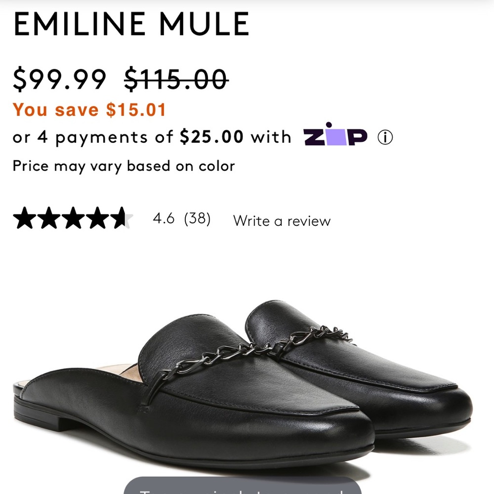 Naturalizer Emmeline Mule, 8 1/2, Black, New
